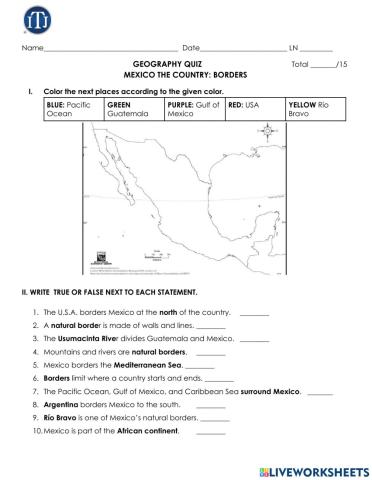 4TH Geography Quiz Theme 1  Borders 21-22