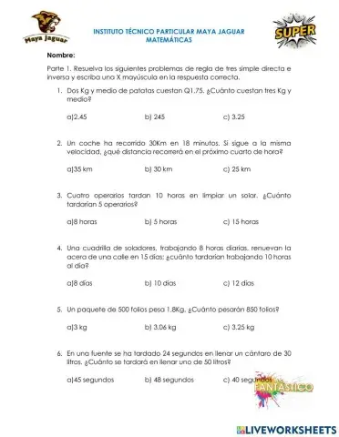 Regla de tres directa e inversa