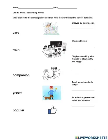 Oral Vocabulary Unit 1: Week 3