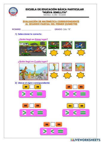Evaluación de MATEMÁTICA-2DO PARCIAL-1Q