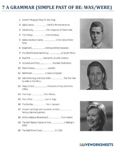 Grammar past simple of:was-were