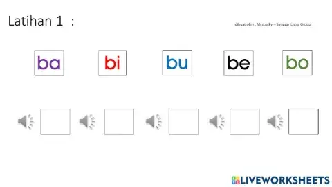 Latihan baca ba bi bu be bo