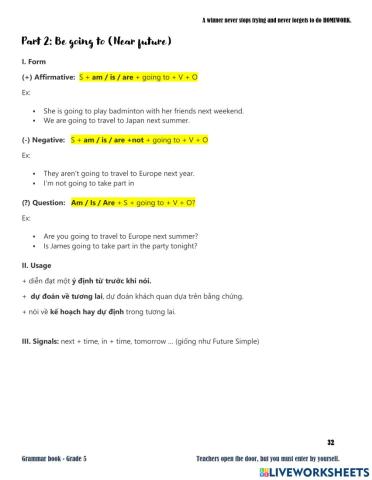 Grade 5-Grammarbook-Week 2-Grammar2-begoing to