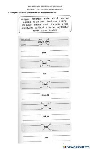 Vocabulary review and grammar