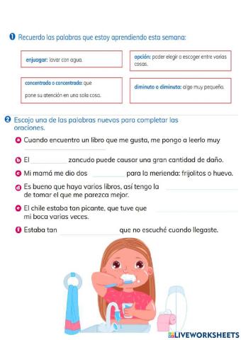 Vocabulario: lectura: -El diente nuevo de Rosalila-