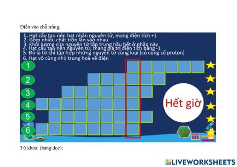 Hóa 8- bài 8 LT 1 Trò chơi ô chữ