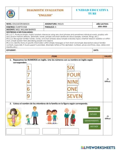 EVALUACION DIAGNOSTICA 4TO EGB