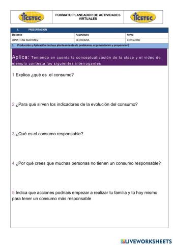 Actividad economia 11 consumo