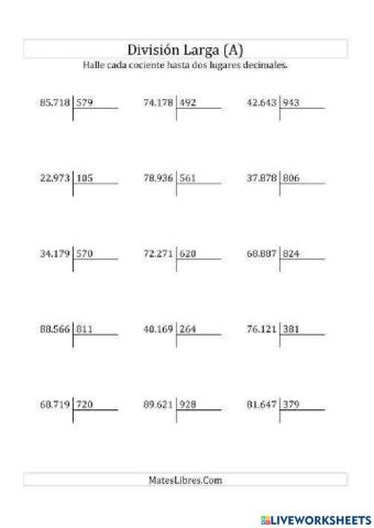 Divisiones de tres cifras en el dividendo