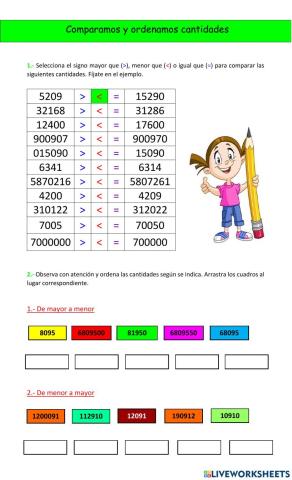 Comparamos y ordenamos cantidades