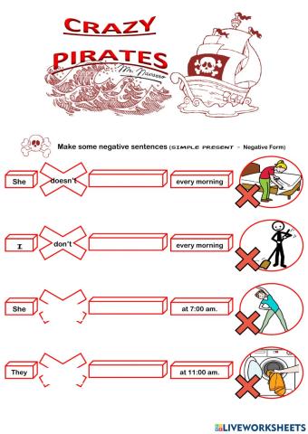 Simple Present - Negative Form 2 (Crazy Pirates)