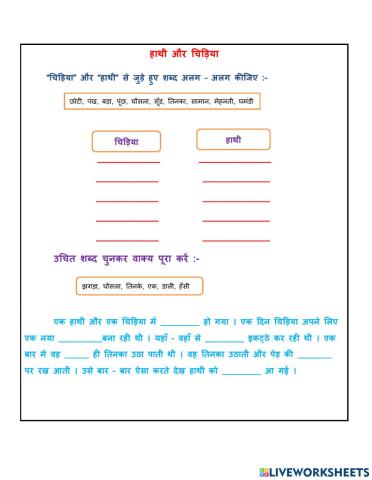 हाथी और चिड़िया