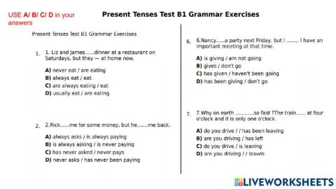 Present Tenses-Test