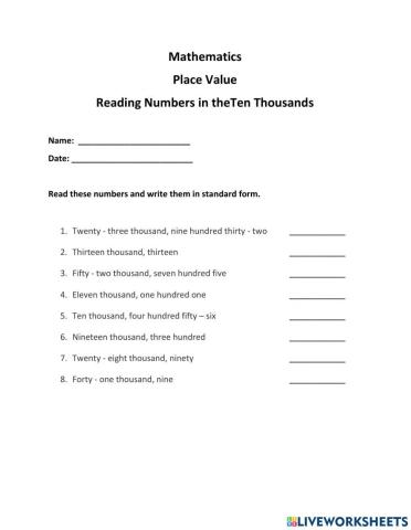 Reading Numbers in the Ten Thousand