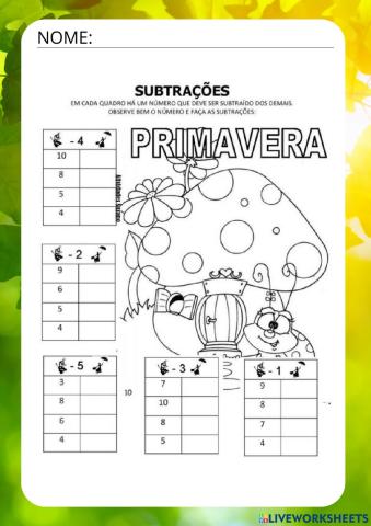 Subtração primavera