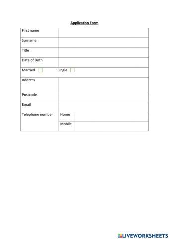 Filling in an online Form