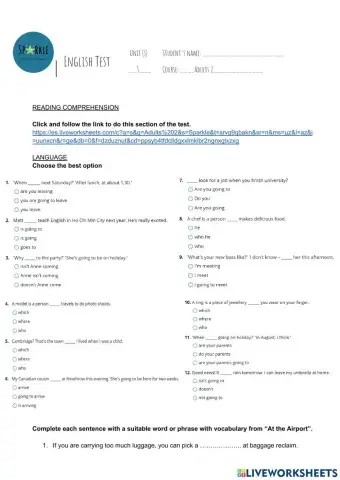 Test unit 3 english file pre-int