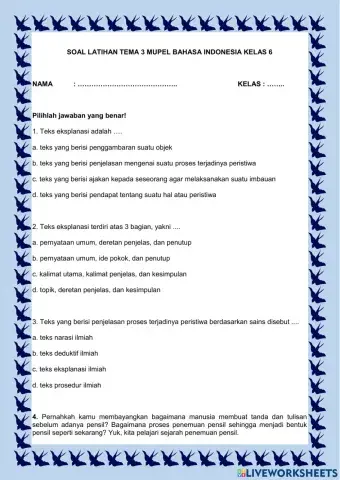 Soal Latihan Bahasa Indonesia Tema 3 Kelas 6