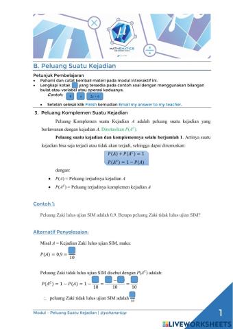 Peluang Komplemen Suatu Kejadian
