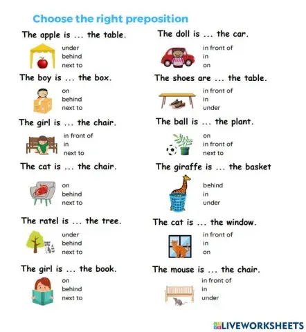 Preposition of places for kids