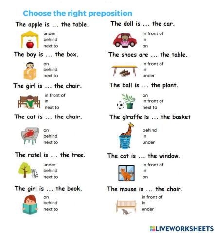 Preposition of places for kids