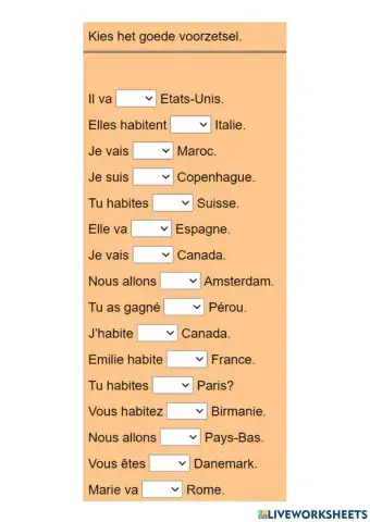 Prépositions pays et villes