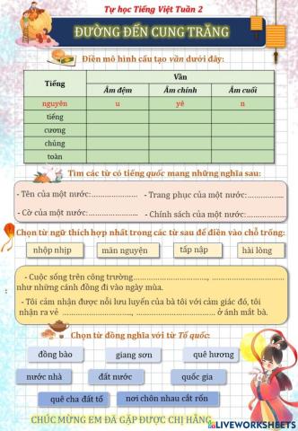 Phiếu tự học Tiếng Việt tuần 2