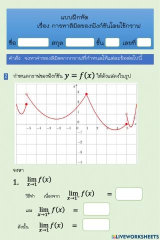Finding the Limit of a Function Using Graphs worksheets(2)