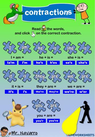 Contractions (Read the words and click on the correct contraction)