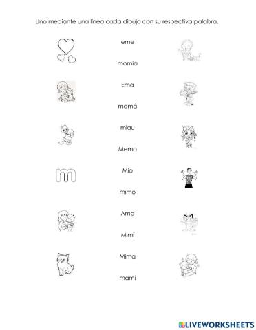 Vobabulario con fonema m