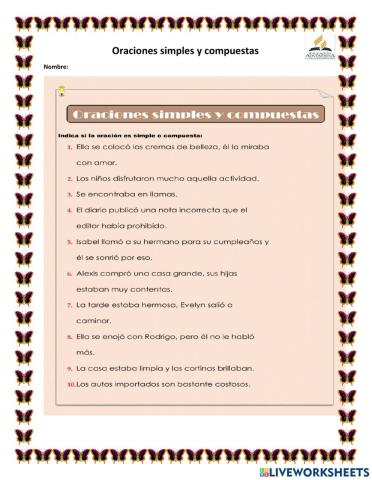 Oraciones simples y compuestas