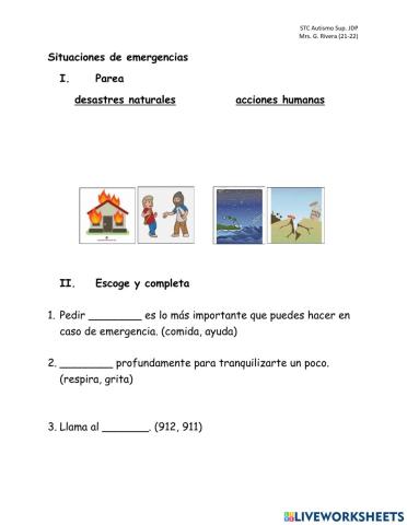 Situaciones de emergencias. 13-17 de septiembre.