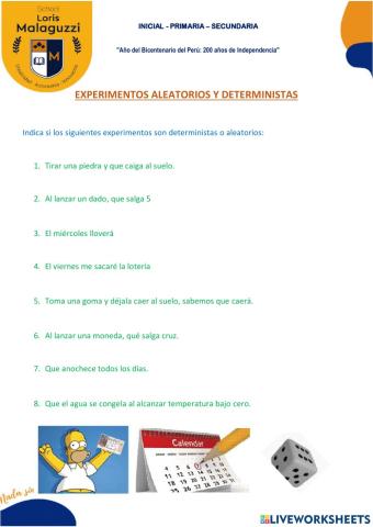 Experimentos aleatorios y deterministas
