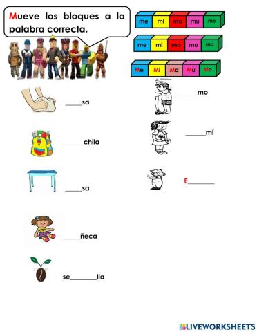 M mover sílaba para formar palabras extras