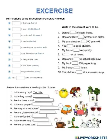 Review verb to be and personal pronouns