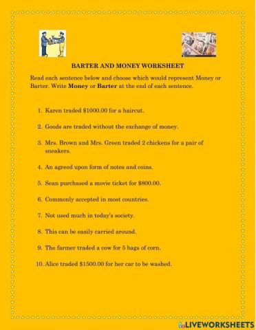 Barter and Money