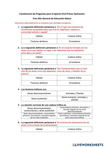 Cuestionario 1er Quimestre 7mo EGB