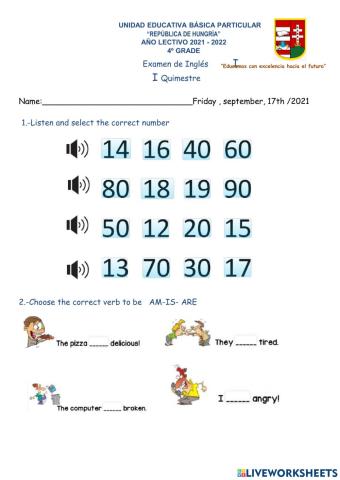 Examen del i quimestre de 4to