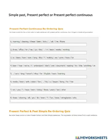 past simple present perfect or present continuous
