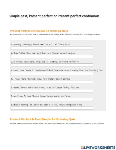 past simple present perfect or present continuous