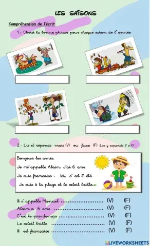 SAISONS - comprehension de lécrit