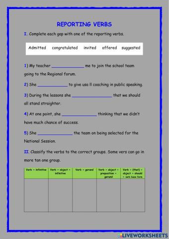 Reporting verbs