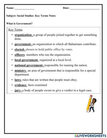 Social Studies- Key Words- What is Government?