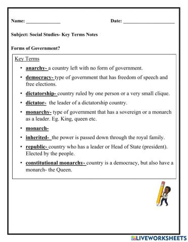 Forms of Government- Notes