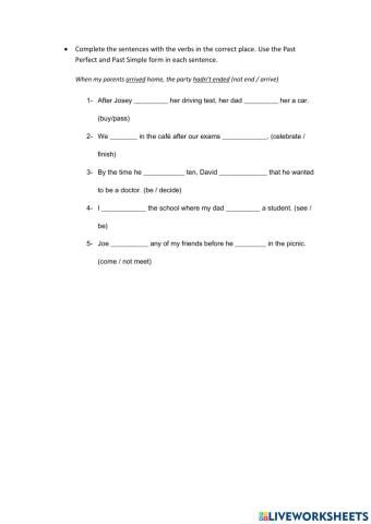 Past Perfect and Past Simple