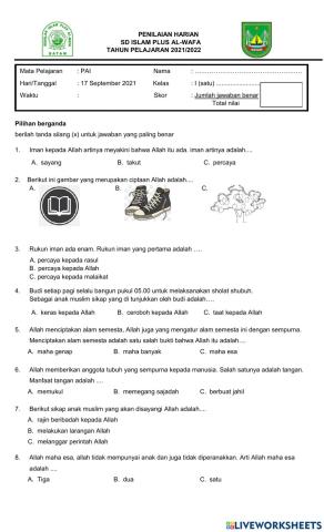 Penilaian Harian III PAI