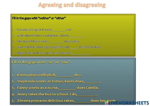 Agreeing and disagreeing
