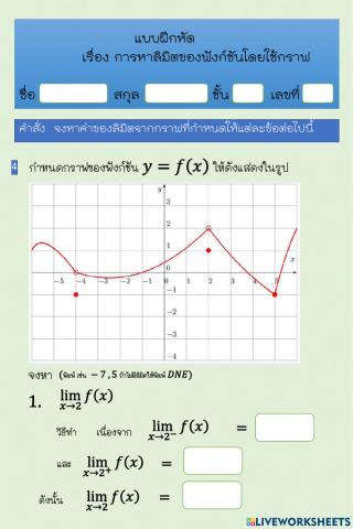 Finding the Limit of a Function Using Graphs worksheets(4)
