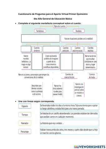 Cuestionario 1er Quimestre 6to EGB Virtual Lenguaje