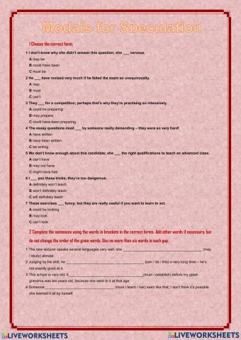 Modals for Speculation